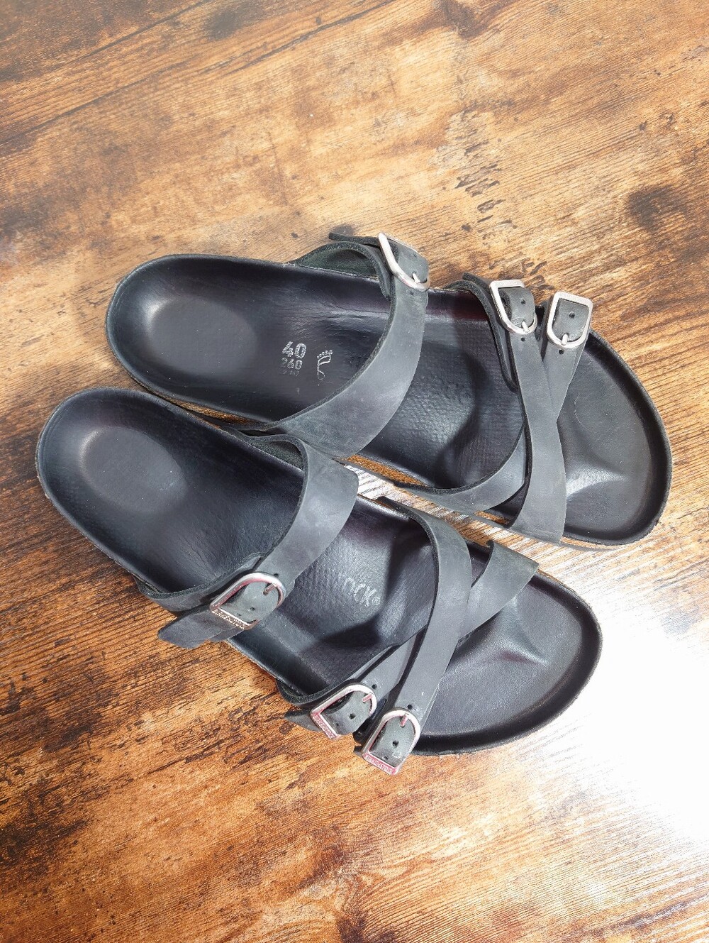 Birkenstock Black Leather Strappy Sandals EU 40/Womens US 9 / Mens US 7